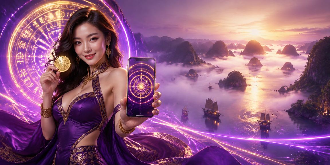 Ánh đèn neon casino trên vịnh Hạ Long kết hợp với trải nghiệm casino di động