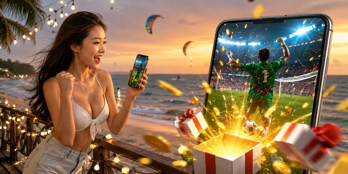 Người dùng trải nghiệm ứng dụng sun88 tại bãi biển Mũi Né trên điện thoại
