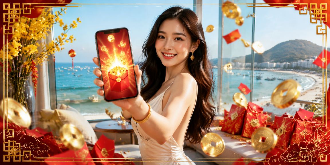 Bao thư đỏ may mắn và không khí nhận thưởng xổ số tại bãi biển Vũng Tàu